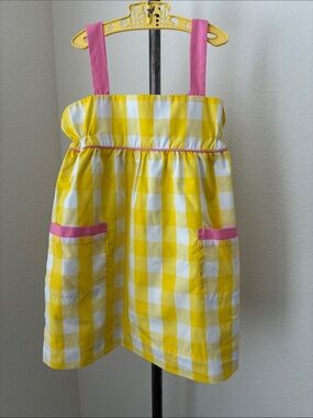 Beaufort Bonnet Company Girls Sundress Gingham Dress Yellow White Pink sz 5